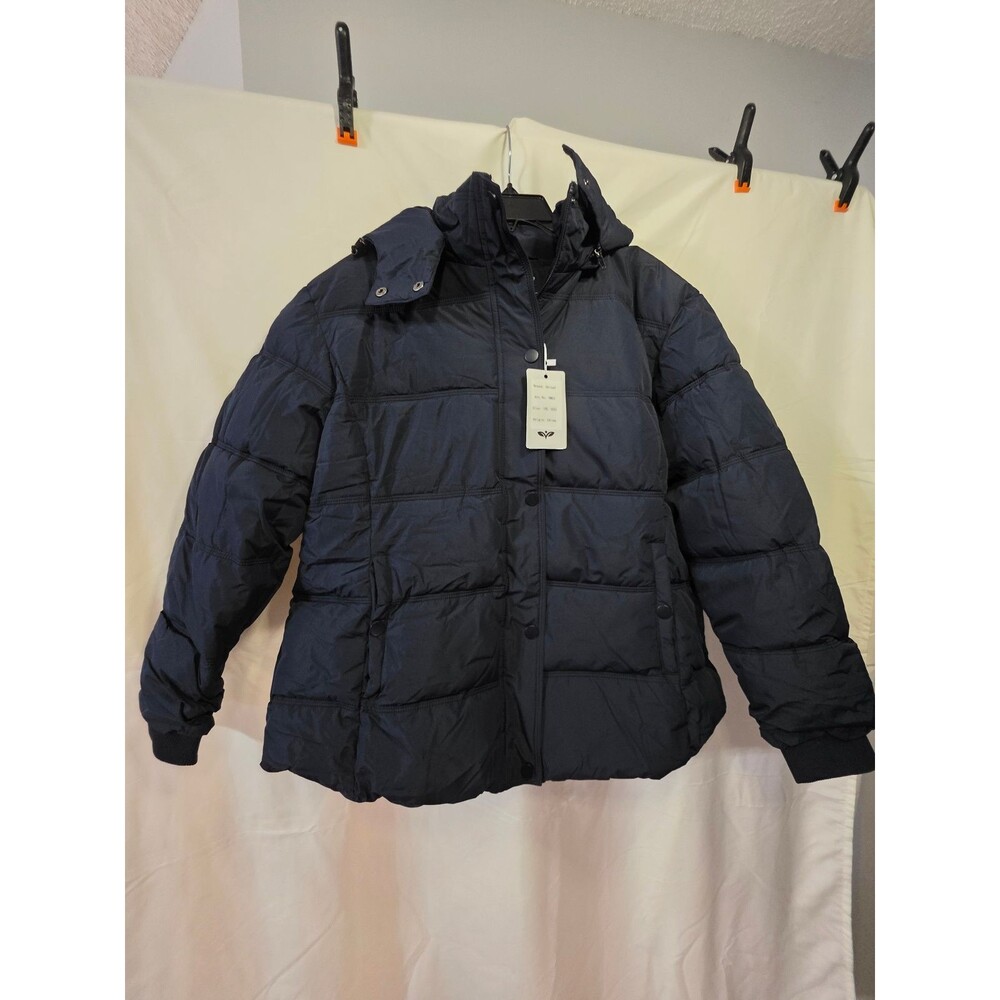 GGleaf NM51 Women's Puffer Jacket Hooded Quilted 1XL Navy Polyester